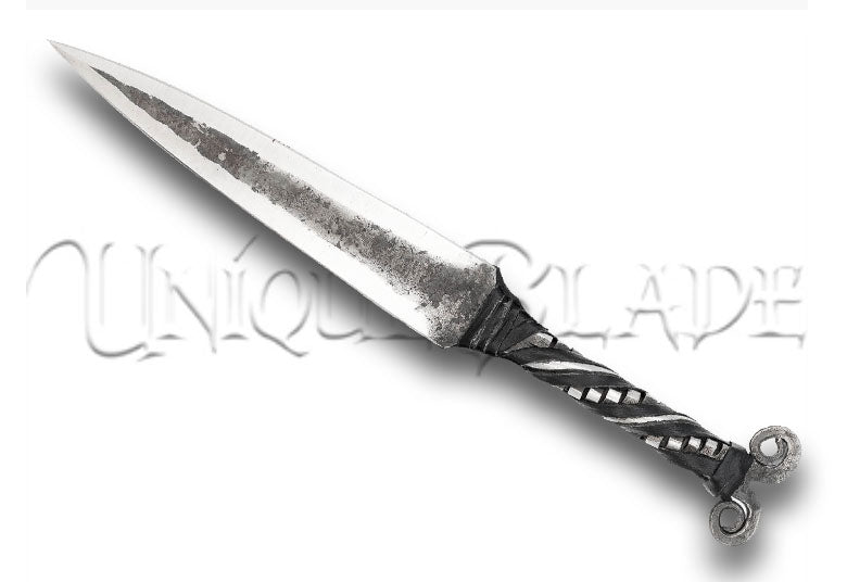 Toppling Stream Functional Hand Forged Double-Edged Medieval-Inspired Antique Finish Dagger with Leather Wrapped Handle: Unleash Historical Elegance and Functionality.