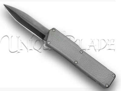 Lightning Out The Front Automatic Switchblade Knife - Gray Solid Black Plain: A sleek and versatile OTF knife with a solid black design, offering a perfect balance of style and functionality for everyday use.