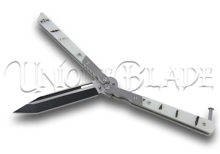 White Widow Two Toned butterfly Knife balisong tanto knives