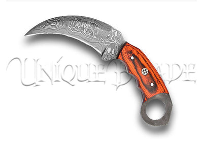 Wild Fixation Fixed Blade Damascus Karambit Knife: Hunt For Life – Unleash Precision and Artistry in Your Hunting Adventures.