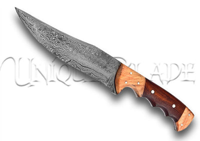 Years of Growth Hunting Knife: Crafted with Damascus steel and adorned with walnut & beechwood grips by Hunt For Life - A symbol of quality, durability, and years of hunting tradition.
