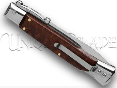 AKC 9" Bayonet Automatic Swinguard Italian Stiletto Snakewood