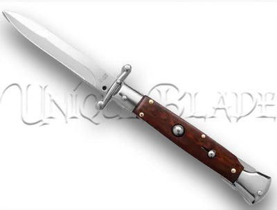 AKC 9" Bayonet Automatic Swinguard Italian Stiletto Snakewood