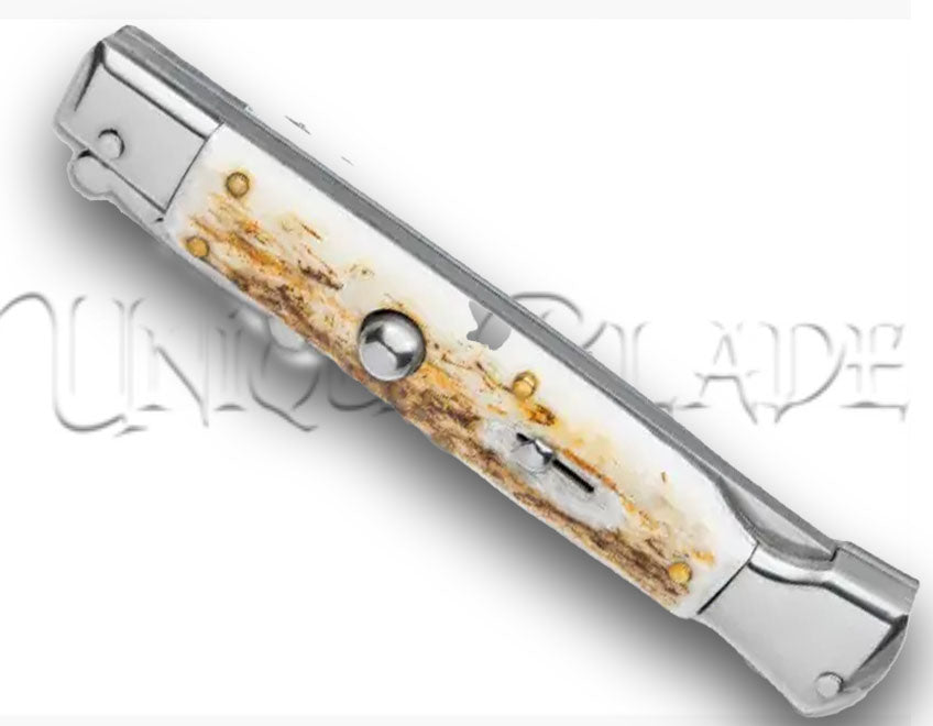 AKC Italian Stiletto Bayonet Swinguard Automatic Knife Stag Horn