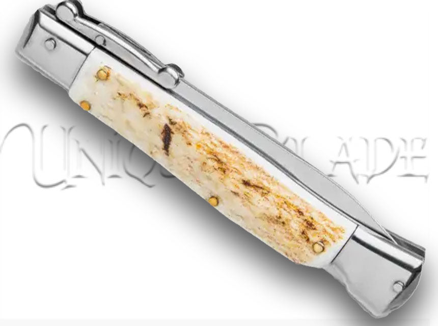 AKC Italian Stiletto Bayonet Swinguard Automatic Knife Stag Horn