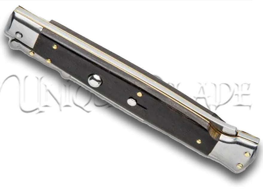 Frank B. 11" Italian Stiletto Swinguard Ebony Automatic Knife - Bayonet