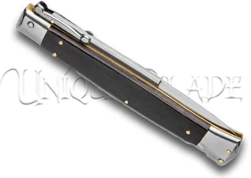 Frank B. 11" Italian Stiletto Swinguard Ebony Automatic Knife - Bayonet