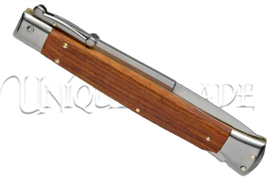 Frank B. 11" Cocobolo Italian Stiletto Swinguard Automatic Knife - Bayonet
