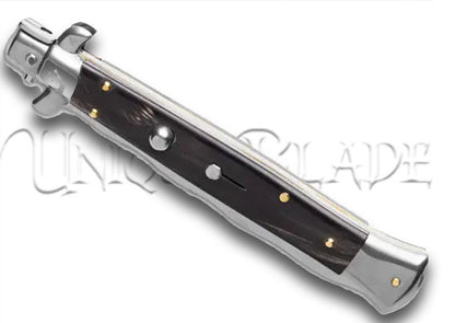 Frank B. 11" Italian Stiletto Swinguard Dark Horn Automatic Knife - Kriss