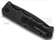 Delta Force Automatic Knife Black Aluminum - Black Partially Serrated