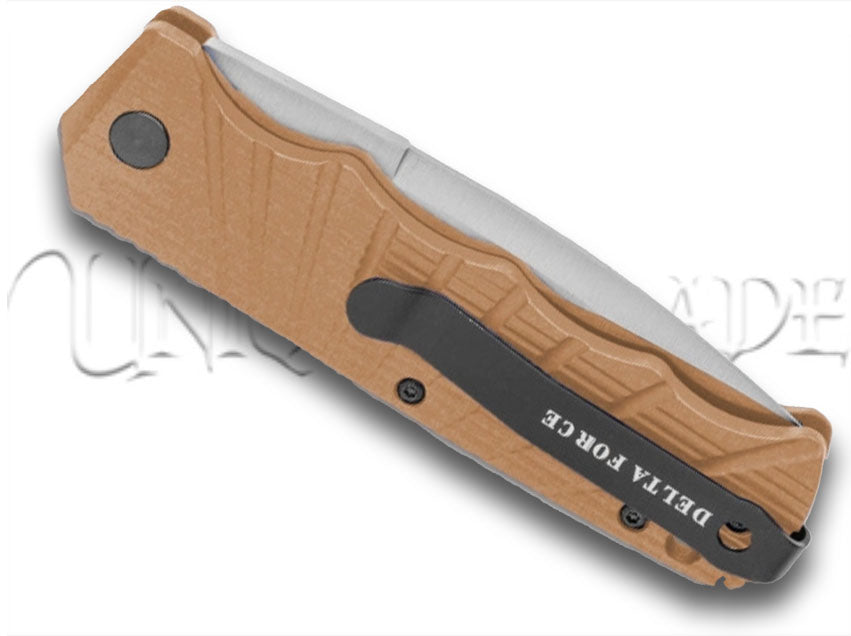 Delta Force Automatic Knife Tan Aluminum -Satin Serrated