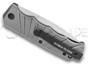 Delta Force Automatic Knife Gray Aluminum - Satin Serrated