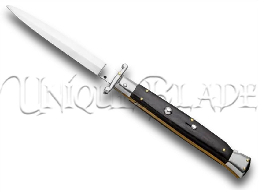 Frank B. 11" Italian Stiletto Swinguard Ebony Automatic Knife - Dagger