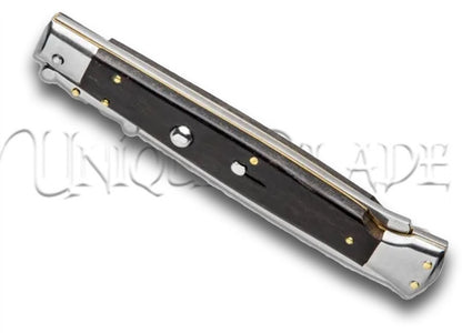 Frank B. 11" Italian Stiletto Swinguard Ebony Automatic Knife - Dagger