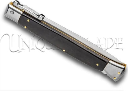 Frank B. 11" Italian Stiletto Swinguard Ebony Automatic Knife - Dagger
