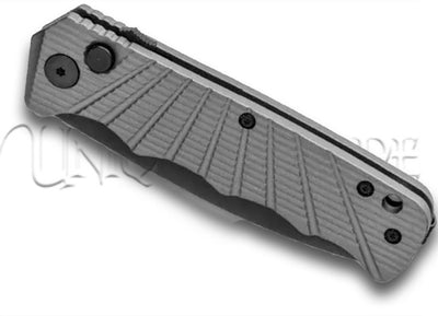 Delta Force Automatic Knife Gray Aluminum - Black Plain