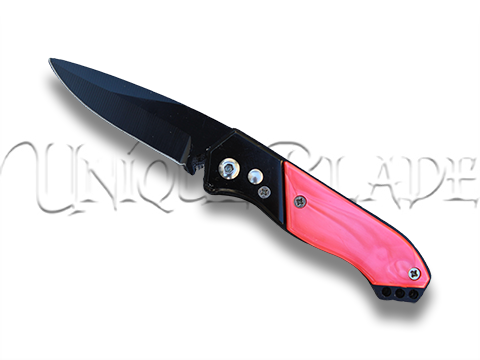 Chive Side Opening Switchblade - Red - Experience cutting-edge style and functionality with this vibrant red side-opening switchblade, a compact companion for everyday use.