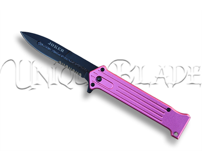 Joker Spring Assisted Knife in Purple - Sleek and reliable folding pocket knife with a vibrant purple handle, perfect for everyday carry.