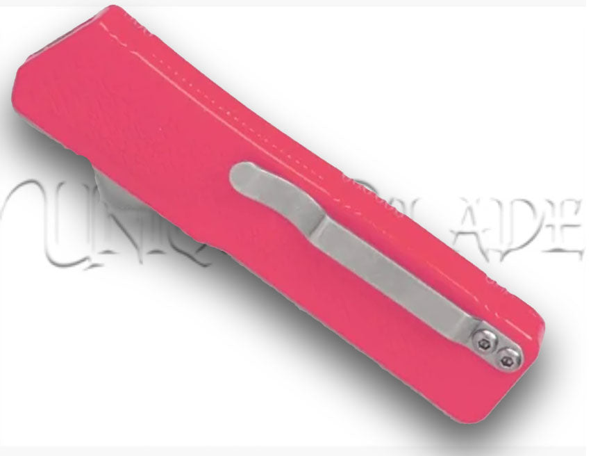 Lighting Pink OTF Automatic Knife - Black Serrated - Plain Blade