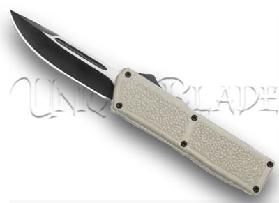 Lightning Elite Desert Tan OTF Automatic Knife: Elevate your gear with this desert tan out-the-front automatic knife from the Lightning Elite series, blending style and functionality seamlessly.