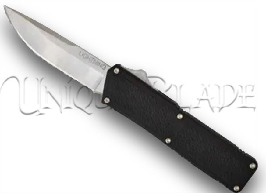 Lighting Black OTF Automatic Knife - Satin - Plain Blade