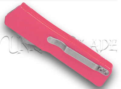 Lighting Pink OTF Automatic Knife - Satin Plain - Serrated Blade