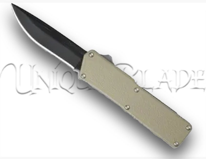Lighting Tan OTF Automatic Knife - Black - Plain Blade