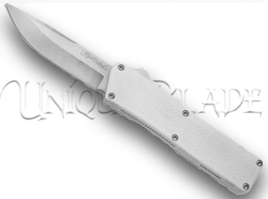 Lightning White OTF Automatic Knife - Satin Plain