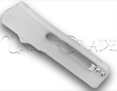Lightning White OTF Automatic Knife - Two-Tone Serrated
