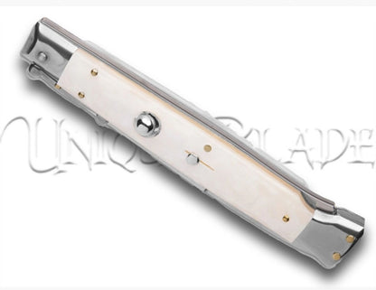 Frank B. 11" Italian Stiletto Swinguard Mother of Pearl Automatic Knife - Bayo