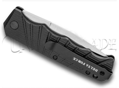 Delta Force Automatic Knife Black Aluminum - Satin Partially Serrated