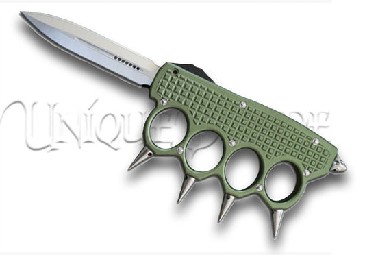 Spike Knuckles OTF Knife CNC Machined - Green