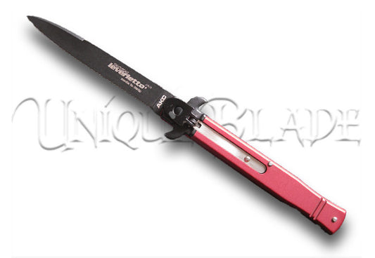 9" Italian Leverletto stiletto automatic switchblade knife - Red