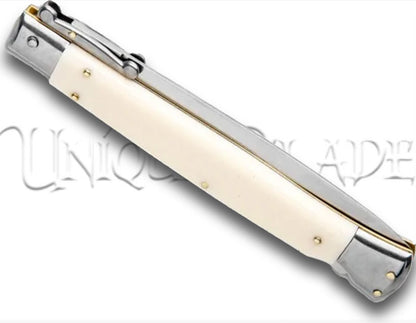 Frank B. 11" Italian Stiletto Swinguard Bone Automatic Knife - Bayonet