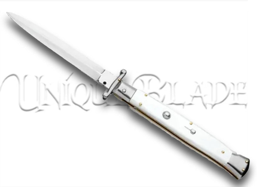 Frank B. 11" Italian Stiletto Swinguard White Automatic Knife - Dagger