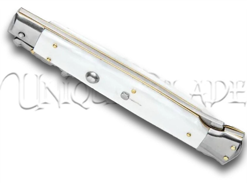 Frank B. 11" Italian Stiletto Swinguard White Automatic Knife - Dagger